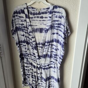 Blue and White Tie-Dye Womens Jumper